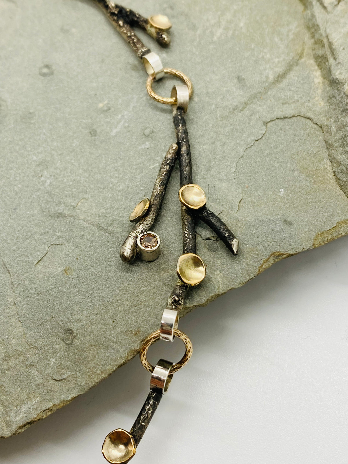 Twig chain necklace in brown zircon.