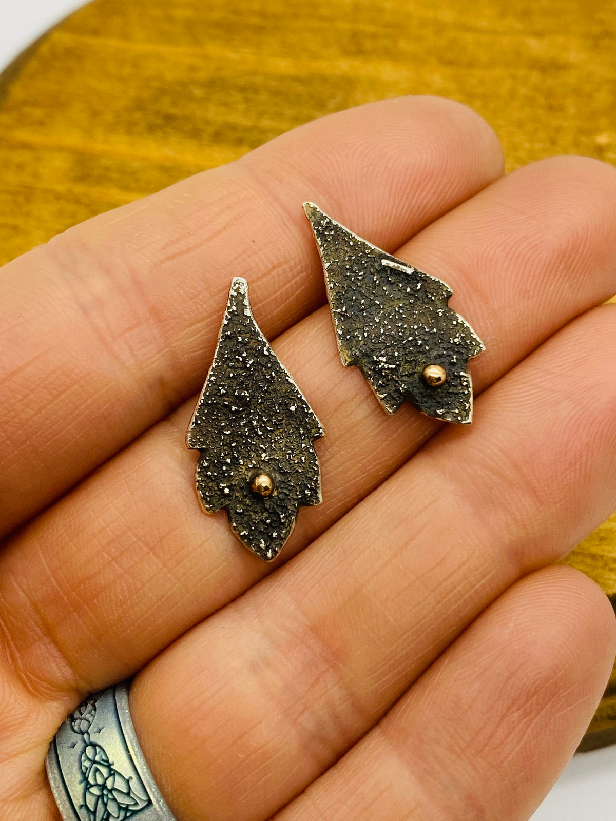 Sterling silver &amp; bronze stud earrings