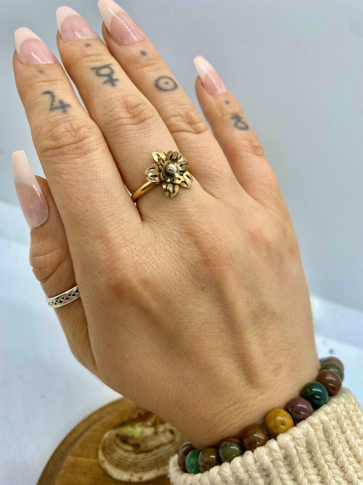 Size 7.5 14k Gold-filled Flower Statement Ring